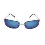 Edelstahl Sonnenbrille Schmal Klein und Rechteckig Blau Verspiegelt bei Luxxada Shoppen