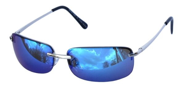 Unisex Sonnenbrille Schmal und Rechteckig Blau Verspiegelt bei Luxxada Shoppen