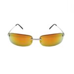 Kleine Sonnenbrille Schmal und Rechteckig aus Edelstahl Orange Verspiegelt bei Luxxada