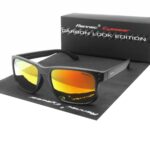 Sonnenbrille Carbon Schwarz Rechteckig Gelb Orange Verspiegelt bei Luxxada Shoppen