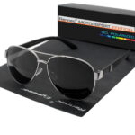 Motorsportbrille Sonnenbrille Silber Schwarz Matt Pilotenbrille Schwarz Polarisiert bei Luxxada Shoppen