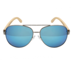 Luxxada Pilotenbrille Polarisiert Blau Verspiegelt Holz Bügel