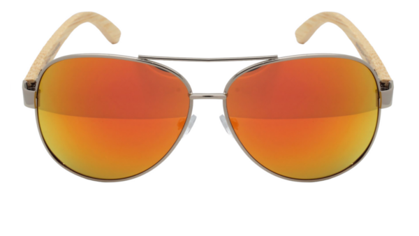 Pilotenbrille Polarisiert Orange Verspiegelt Holz Bügel Luxxada