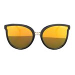 Luxxada Damen Sonnenbrille Cateye Oversize Gelb Verspiegelt