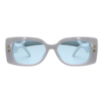 Luxxada® Damen Sonnenbrille Rechteckig Weiß Blau Getönt mit dicken Rand Sterne Applikationen Gold