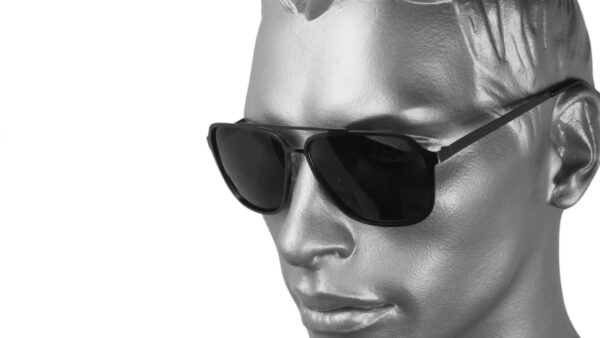 Sonnenbrille Piloten Style Polarisiert aus gelaeserten Federstahl in seidenmatt Schwarz